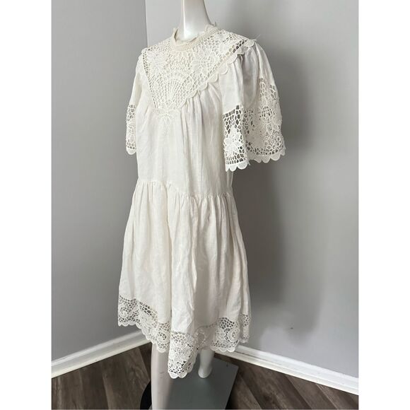 ULLA JOHNSON  Lace-Embellished Short-Sleeve Dress - Picture 8 of 12
